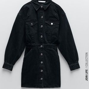 Zara Black Denim Mini Dress